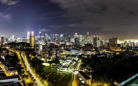 新加坡，城市，夜晚