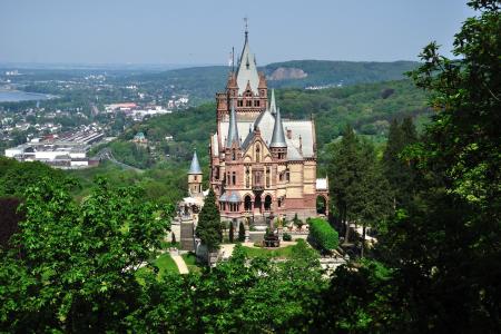德国，城市，城堡，城堡，森林，drachenburg