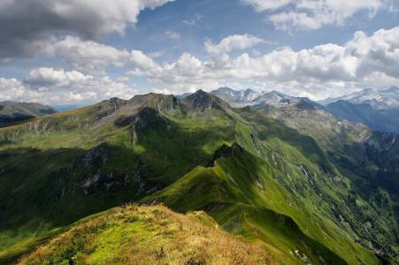 云，阿尔卑斯山，阴影，绿色，山，奥地利