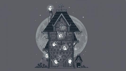房子，鬼，万圣节，月亮