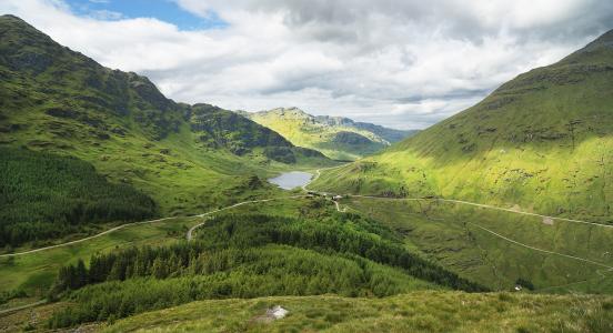 苏格兰，湖，山，路，森林
