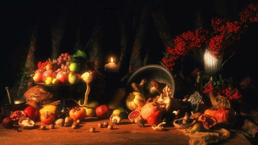 秋天，收获，水果，浆果，蘑菇