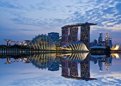 城市，夜晚，新加坡