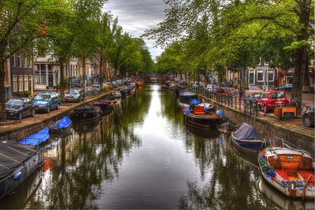 阿姆斯特丹，城市，运河，船只，房屋