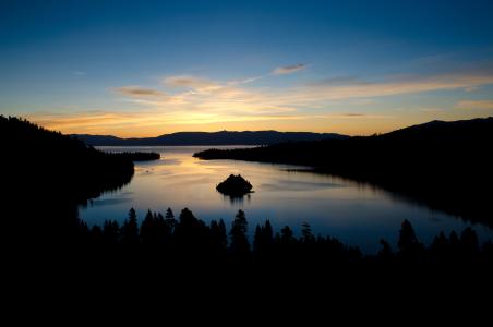 утро，日出，翡翠湾，太浩湖，加利福尼亚州