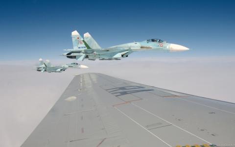 苏-27，俄罗斯，战斗机，飞机，机翼，天空，飞行