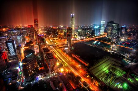 中国，北京，城市，夜，灯