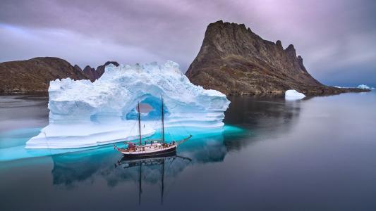 帆船，船，冰山，北部