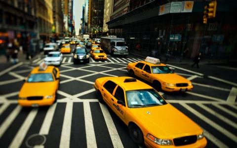 纽约，出租车，道路，街道，建筑，出租车，纽约