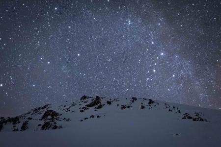 冬天，山，空间，雪，银河系