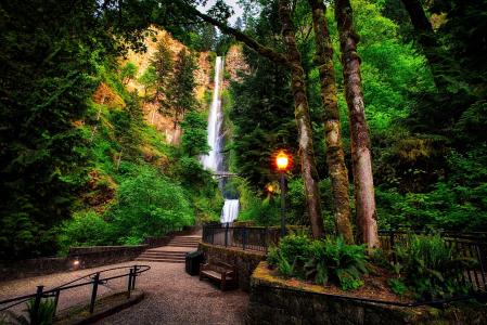 马尔特诺马瀑布，俄勒冈州，瀑布，公园，景观