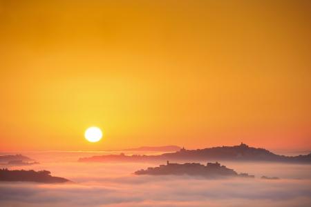 太阳，标记，雾，早晨，意大利