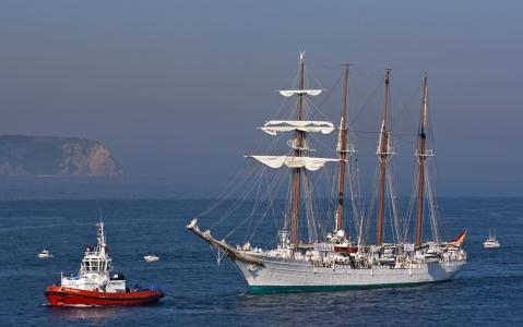 胡安塞巴斯蒂安德埃尔卡诺，帆船，帆船，拖船，船，海