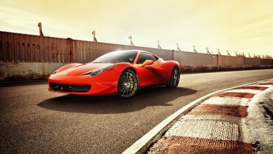 红色法拉利，赛道，法拉利458意大利，汽车，汽车