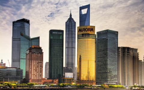 上海，中国，上海，中国，摩天大楼，建筑物，天空，云，城市