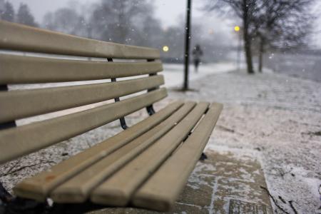板凳，街道，城市，雪，冬天