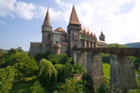 Corvin城堡，Hunyad城堡，Hunedoara，特兰西瓦尼亚，罗马尼亚，Corvinus城堡，胡内多阿拉，特兰西瓦尼亚，罗马尼亚，桥梁